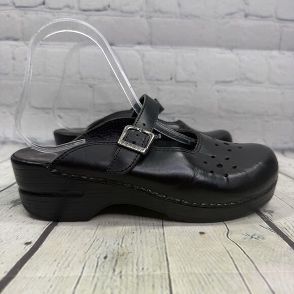 Dansko Mary Jane Women Size 6.5-7 US 37 EU Black Slip On Leather Closet Toe Boho - Picture 1 of 13